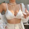 Ropa interior francesa de comercio exterior, fina, sin marcas, de satén, copa triangular, sujetador sin aro, pecho grande, tallas pequeñas, ropa interior sexy