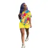 D9408 Amazon Caliente Moda Casual Europea y Americana para Mujer Color Sólido Estampado de Patrón Manga Corta Shorts Conjunto de Dos Piezas