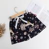 Fornecimento Direto da Fábrica Shorts de Algodão e Seda Feminino Verão Finos Florais Japoneses Caimento Elástico na Cintura Pijama Algodão Artificial Calça Única