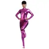 Body de Color Sólido para Mujer con Revestimiento de Goma, Cremallera Frontal, Sin Cabeza, Cuello Alto Pequeño, Ropa para Actuaciones en Escenario, Ropa de Performance Zentai