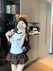 2026 Nuevo Conjunto de Dos Piezas para Mujer de Verano: Camiseta Estampada de Chica Picante Americana de Hombro Normal y Manga Corta con Falda de Estampado de Leopardo Adelgazante