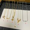 Colar Duplo Coração de Pêssego Estrela Colar Borboleta Colar Coelho da Sorte Colar Duplo Coração de Pêssego Letra Marca Atacado