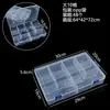 Caja de almacenamiento de plástico transparente desmontable de 10 compartimentos fijos para cuentas diy, rejilla para joyería de cuentas, caja de embalaje creativa cultural para equipo de pesca
