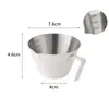 Cabo de Madeira de Faia Xícara Medidora para Café Espresso Italiano Aço Inoxidável com Escala Jarrinha Pequena para Leite Recipiente para Extração de Líquido de Café