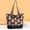 Bolsa de Lona Grande Capacidade Estilo Japonês Bolsa de Ombro Portátil Feminina para Trabalho, Trajeto, Estudante Mochila Bolsa de Urso Estilo Coreano Tendência