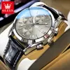 Reloj de la Marca Oris Nuevo Moda Grande Tres Ojos Seis Manecillas Cronógrafo Reloj Resistente al Agua Calendario Reloj para Hombre Reloj para Hombre