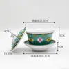 Tazón Cubierto de Melamina, Taza de Té Retro China, Tazón de Imitación Porcelana, Tazón Comercial de Nueve Compartimentos para Restaurante de Hot Pot, Vajilla, Taza de Té con Tapa