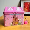 Cofrinho Criativo Infantil Armazenável e Recuperável, Design Cartoon Anti-Queda, Presente para Estudante com Cadeado, Cofrinho de Ferro de Grande Capacidade