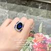 Julianne Topper Anel de Safira D'Água Designer Banhado a Ouro 18K Forma Moiré Cor Tesouro Zircão Flor Colar