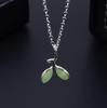 Fabricante de Joyería Weizhuang Venta al por Mayor Collar Hoja Brote Estilo K Elegante Sencillo Piedra Ojo de Gato Cadena Clavícula K1103