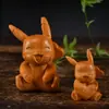 Sándalo Dorado Tallado Pikachu Pokemon Lindo Dibujo Animado Mango Conejo Mesa de Té Hogar Artesanías Juego de Té