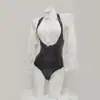 Lingerie Sexy Vermelha, Uniforme de Secretária Quente em Couro Sintético Peça Única, Conjunto Profissional para Role-Playing de Professor 2796