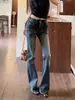 Jeans Retro Azules de Tiro Bajo Estilo Chica Picante Micro-Campana para Mujer Otoño 2026 Nuevos Pantalones de Tiro Alto Adelgazantes de Pierna Recta Campana