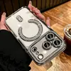 Funda magnética con diamantes flash para Apple 18Promax, iPhone16, chapada en metal, suave, con pedrería, 14, funda protectora anticaídas
