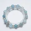 [Elevándose hacia las Nubes] Pulsera de Cristal de Aguamarina Natural para Mujer, Versátil Pulsera de Moda Luna Gris Aclaradora al por Mayor