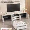 Móvel de TV de Madeira Maciça Minimalista Moderno Sala de Estar Casa Apartamento Pequeno Luxo Leve Mesa de Centro de Ardósia de Chão Combinação de Móvel de TV