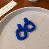 Pendientes Irregulares en Forma de Abanico Plegado Geométrico Azul Aguja de Plata Pendientes de Lujo Ligero de Gama Alta Pendientes de Moda de Nicho Venta al por Mayor