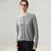 Estilo Old Money~ Nuevo Cárdigan de Cachemira Otoño/Invierno para Mujer Cuello Redondo Tejido de Trenzas Tejido Holgado Suéter Abrigo de Moda Grueso