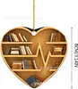 23 Novas Decorações de Natal Amantes de Livros Coração Decorações de Bibliotecário Penduricalhos para Carro Decorações para Casa