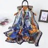 Bufanda de Seda Estampado de Pavo Real Colorido Flor Cortada Primavera y Verano Bufanda Larga Grande Chal de Viaje de Alta Gama Protección Solar Bufanda para Mujer Pañuelo para la Cabeza