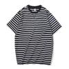 Camiseta de Manga Corta Rayada Estilo Hong Kong Artístico Nueva de Verano Moda Tendencia para Hombre Jóvenes Casual Cuello Redondo Top Camisa Base