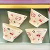 Tazón de Arroz Cherry Kitty de Alto Valor Estético para Uso Doméstico, Vajilla de Cerámica Esmaltada de Color, Lindo Tazón para Ensalada de Frutas y Postres, Tazón para Yogur