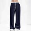 Calça de Moletom Feminina Reta Simples Estilo Europeu e Americano Transfronteiriça, Outono e Inverno Solta Emagrecedora Cintura Elástica Comprimento Total