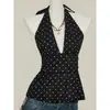 Moda Verão Venda Quente Atravessando Fronteiras Top Regata Decote Halter com Costas Profundamente Abertas, Alças Finas Sexy, Ajuste na Cintura, Top Elegante e Estiloso em Tamanho Grande