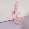 Novo Pingente Chaveiro Pequena Bola de Pelo em Formato de Coração com Estampa de Leopardo para Mulheres, Charme Criativo Fofo para Bolsa, Acessório para Capa Protetora de AirPods