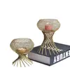 Portavelas de Aromaterapia Transfronterizo Linterna Triangular de Hierro Negro Arte de Hierro Vintage Bandeja Base para Velas Adorno Artesanal
