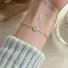 Pulseira Feminina de Zircônia com Diamantes Inteiros Prata de Lei s925 Estilo Coreano Luxo Leve High-end Pulseira Estrela Lua Borboleta Versátil