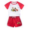 Traje de manga corta para niño y niña del equipo Wangwang, verano dulce estilo occidental, nuevo traje casual de dos piezas de shorts para niña