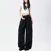 Pantalones Cargo Casuales Sueltos de Streetwear de Nicho para Mujer Caqui Cintura Alta Adelgazantes Nuevos Delgados Pierna Ancha Secado Rápido Pantalones Paracaidistas