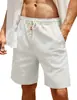 Verano Nuevo Amazon Hombres Algodón Lino Europeo y Americano Talla Grande Bolsillo Casual Moda Pantalones Cortos de Playa Pantalones Transfronterizos