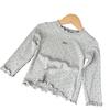 Camiseta de Primavera y Otoño para Niñas Bebé Elegante Infantil Moderna Versión Coreana Lazo Lunares Volante Camiseta Básica