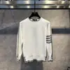 Outono e Inverno Nova Marca de Moda Suéter Listrado Suéter Masculino Versátil Moda Slim Fit Camisa Base Top de Manga Longa Suéter