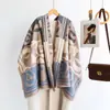 Cachecol Elegante de Camélia Imitação de Caxemira para Mulheres Outono e Inverno, Xale Versátil para Ambiente com Ar Condicionado, Cachecol Protetor de Pescoço Quente de Inverno de Dupla Utilização