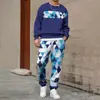 Conjunto de Moletom Masculino 2025 Primavera e Outono Transfronteiriço com Gola Redonda e Estampa, Leve e Casual, Adequado para Uso Diário