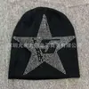 Gorro de Punto sin Ala con Tachuelas de Estrella Transfronterizo Europeo y Americano, Gorro Cálido de Lana, Estilo Hip-Hop Callejero de Moda, Versátil Negro