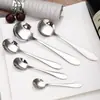 Cuchara de Acero Inoxidable 1012 para Uso Doméstico, Cuchara de Cabeza Redonda con Mango Largo, Cuchara de Moda, Cuchara para Sandía, Cuchara Redonda, Se Puede Imprimir con Logo