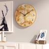 Reloj de Pared Redondo de Metal con Textura de Mármol Simple para Sala de Estar, Decoración de Arte de Pared, Adornos, Reloj Creativo Silencioso