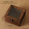 Caixa de Armazenamento de Vidro com Flor de Begônia Tampa Flip-Top Caixa Decorativa de Penteadeira Caixa de Madeira Retro Organizador de Mesa para Diversos Caixa de Madeira