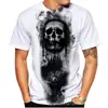 Camiseta masculina de verão europeia e americana personalizada com caveira impressa em 3D, moda tendência, esportiva de rua, manga curta, fabricante direto