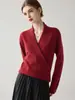 Nuevo suéter de cachemir puro para mujer de otoño e invierno, tejido con un escote cruzado, una capa interior cálida y versátil, que irradia elegancia y un estilo relajado y casual
