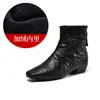Botines de tobillo de piel de cordero de alta gama para mujer, punta cuadrada, forro de felpa negra, cuero genuino, moda Otoño/Invierno 2026, tacón grueso, estilo nuevo, botas adelgazantes