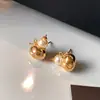 Pendientes de Perla Calabaza Incrustados con Diamante de Aguja de Plata, Pendientes Retro de Lujo Ligero de Estilo Chino Nuevo con un Diseño Único para Mujeres