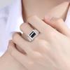 Jin Jiahua Anel Masculino Simples e Incomum de Diamante Negro Nobre e Elegante Ônix Negro Obsidiana Anel Masculino