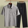 Camisa de Verão de Manga Curta para Pai Camisa Casual de Algodão e Linho para Homem Terno Verão Vovô Top Solto