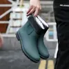 Sapatos aquáticos curtos botas de chuva masculinas quatro estações moda resistente ao desgaste antiderrapante botas de chuva trabalho na cozinha pesca lavagem de carro sapatos atacado
