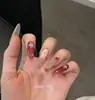 Parche de uñas francesas de alta calidad con diseño de explosión, con diamantes de imitación para llevar a mano, acabado con 30 piezas extraíbles.
